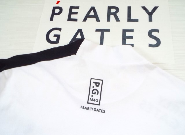 ★美品★PEARLY GATES パーリーゲイツ / PG89 M4G ロゴプリント モックネックシャツ バスケットチェック / サイズ６_画像6