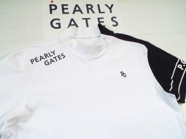 ★美品★PEARLY GATES パーリーゲイツ / PG89 M4G ロゴプリント モックネックシャツ バスケットチェック / サイズ６_画像4