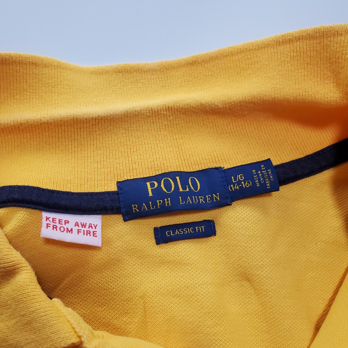 ◇c 【定番ポロシャツ】 ポロ ラルフローレン POLO RALPH LAUREN ナンバー3 ビッグポニー刺繍 ポロシャツ 長袖 Lサイズ トップス イエロー_画像5