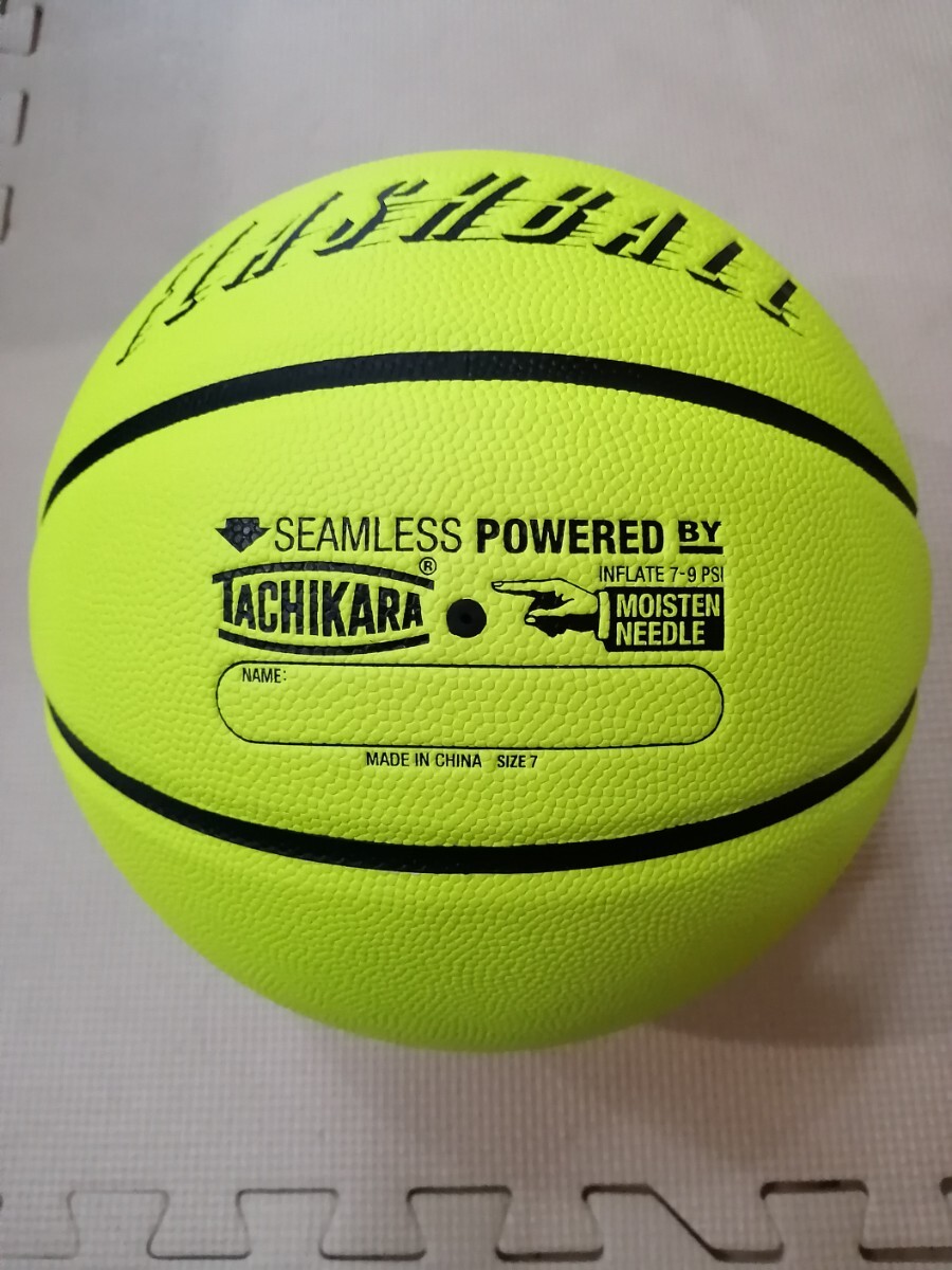 新品 バスケットボール 7号 合成皮革「TACHIKARA タチカラ FLASHBALL フラッシュボール ネオンイエロー」(検) molten MIKASA SPALDING_画像2