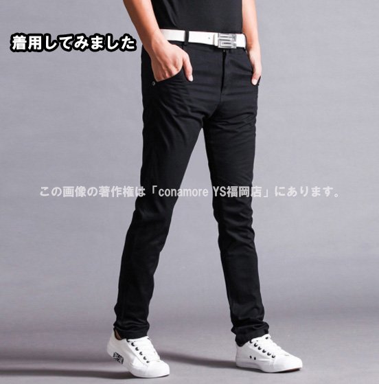[M-L 31] степени хорошо тонкий Fit # стрейч брюки стрейч брюки новый товар мужской обтягивающий брюки чёрный / черный 31 M-L
