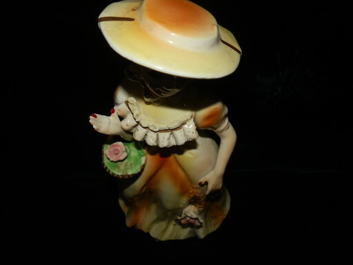 昭和レトロ 花籠持った貴婦人人形 1960~70年代　アンティーク 陶器_画像7