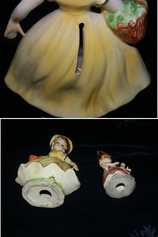 昭和レトロ 花籠持ったドレス人形 1960~70年代　アンティーク 陶器　２点_画像10
