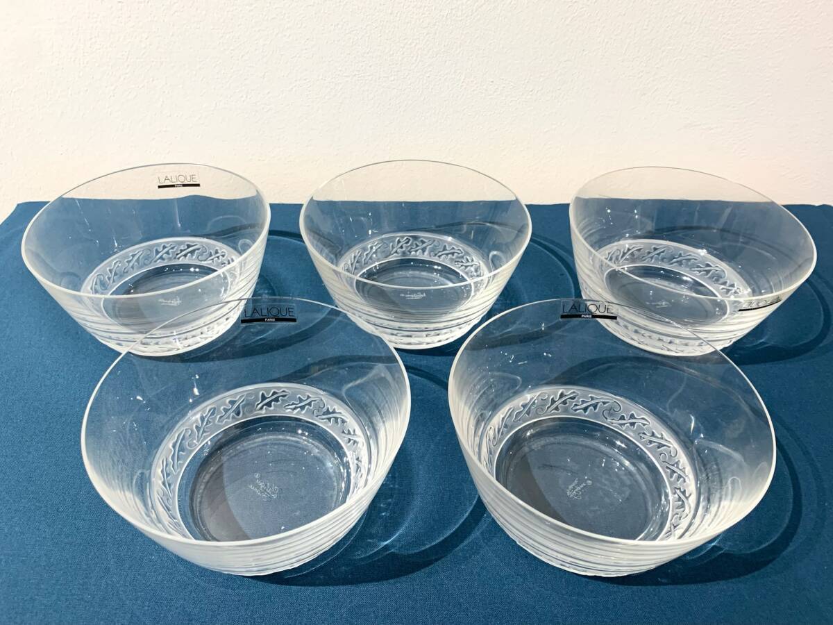 LALIQUE　サンチュベール　ガラス製　ボウル5点セット　小皿_画像1