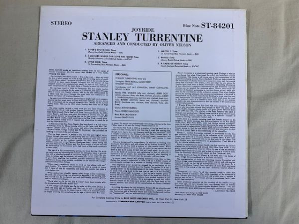 スタンリー・タレンタイン STANLEY TURRENTINE / JOYRIDE 国内盤 TOSHIBA EMI / BLUE NOTE BST84201_画像2