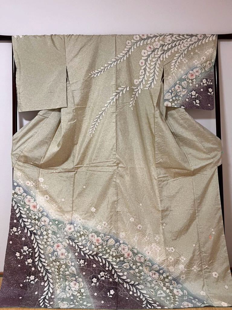  замечательная вещь . штук цветок выходной костюм кимоно .. длина одежды 171cm кимоно японский костюм диафрагмирования дисциплина имеется незначительный зеленый серия 