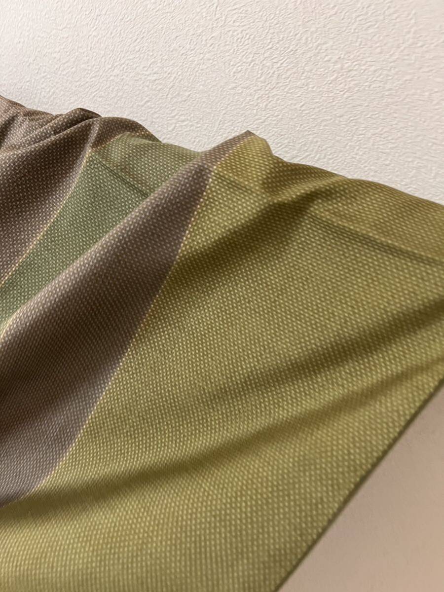  замечательная вещь подлинный Ooshima эпонж . перо выходной костюм натуральный шелк редкий товар чай зеленый серия традиция тканый предмет кимоно японский костюм шелк 100%