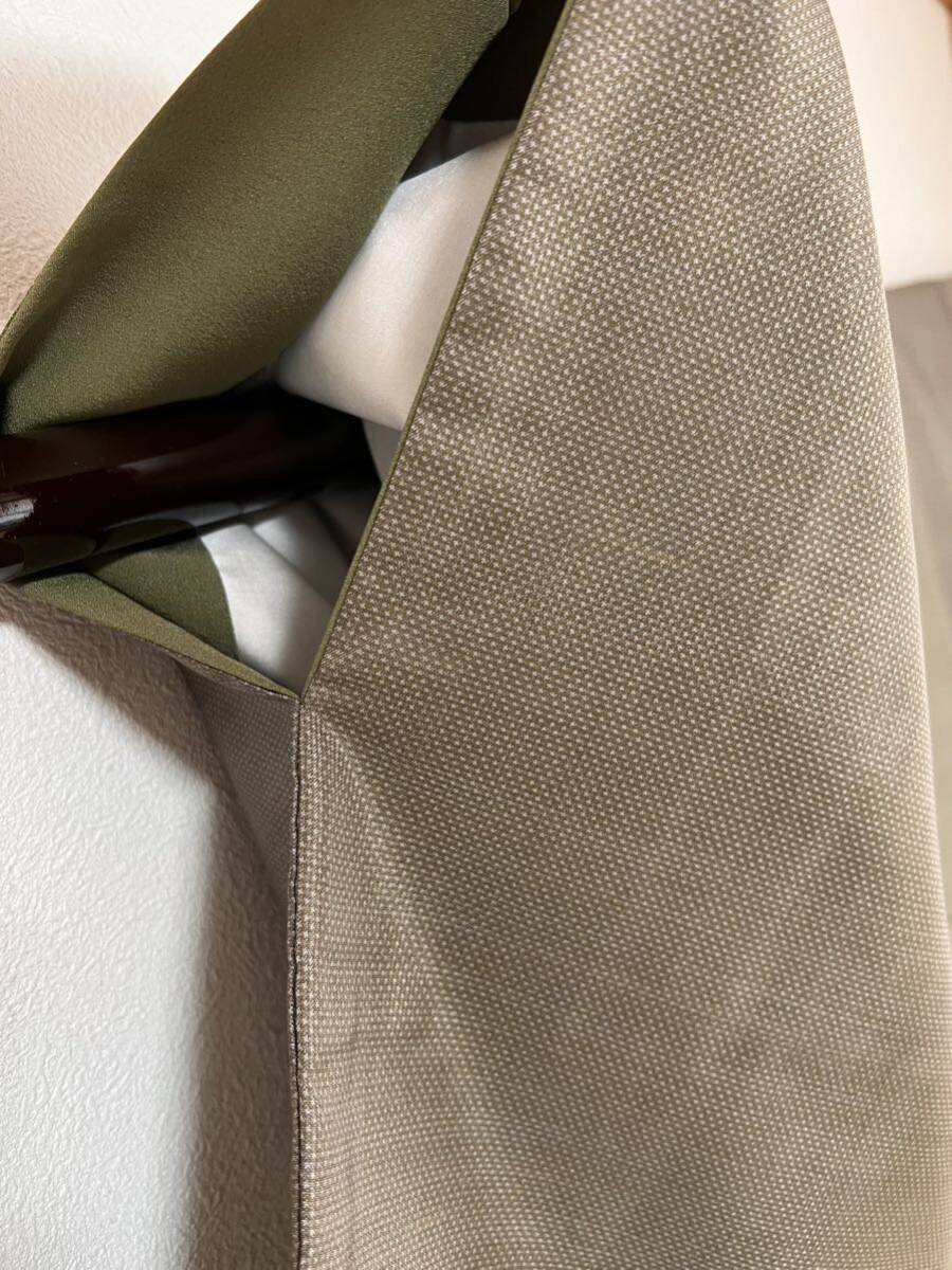  замечательная вещь подлинный Ooshima эпонж . перо выходной костюм натуральный шелк редкий товар чай зеленый серия традиция тканый предмет кимоно японский костюм шелк 100%