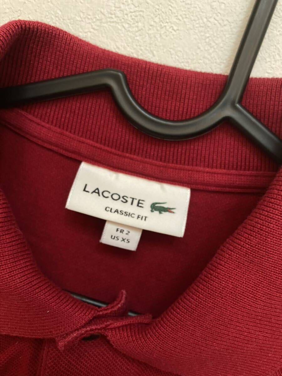 《送料無料》ラコステ　LACOSTE フララコ　フランス　ポロシャツ　クラシックフィット　2 XS 鹿の子 半袖 赤 レッド_画像3