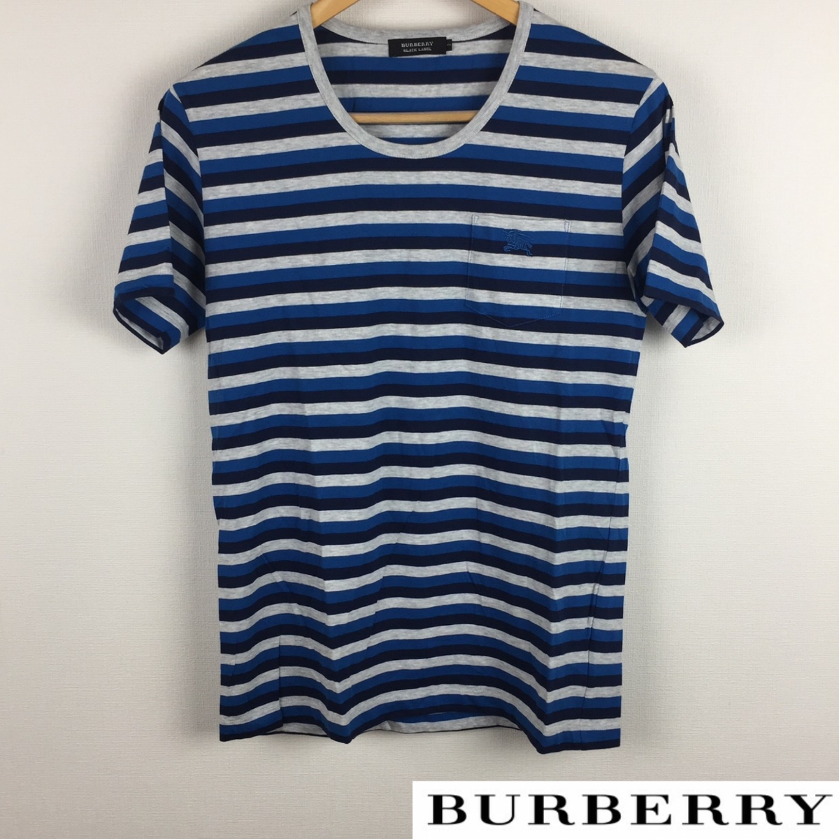2022公式店舗 BURBERRY 美品 BLACK 送料無料 返品可能 サイズ2 ボーダー 半袖Tシャツ LABEL トップス