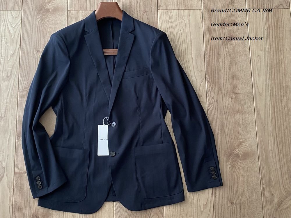 新品 COMME CA ISM MEN コムサイズム ウォッシャブル コードレーン ジャケット 05ブラック Mサイズ 25JT15 定価15,000円の画像2