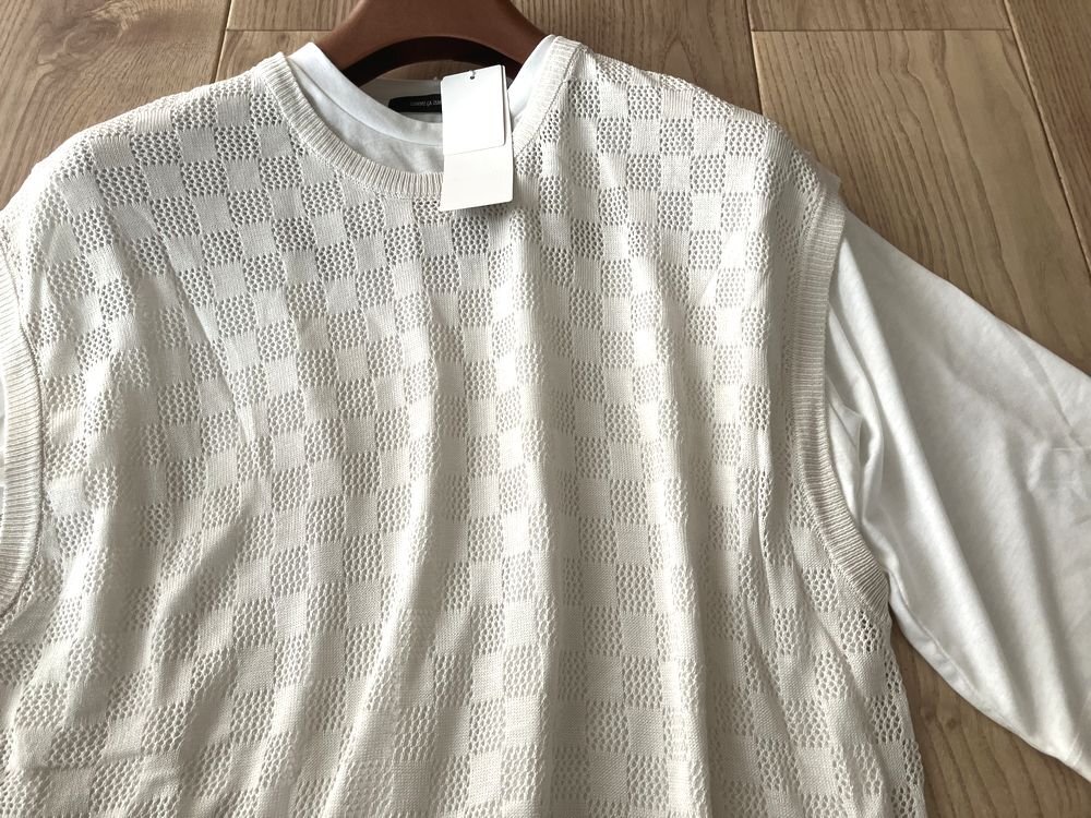  новый товар COMME CA ISM MEN Comme Ca Ism комплект item футболка +... плетеный вязаный лучший 02 белый M размер 71KC04 обычная цена 5,900 иен 