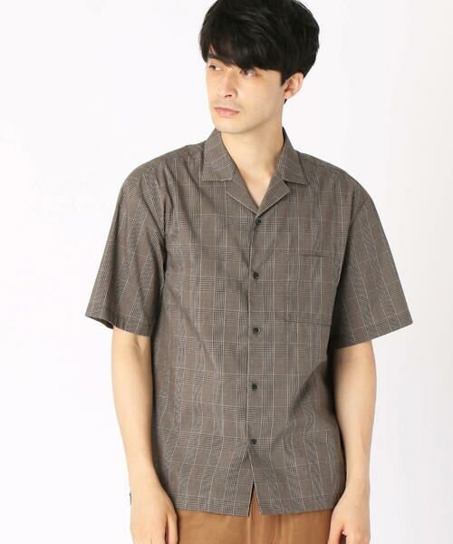 新品 COMME CA ISM コムサイズム《リネンミックス》オープンカラーシャツ 14ブラウン Sサイズ 34IR01 定価6,900円_画像3