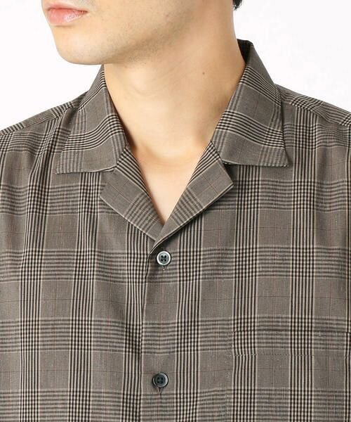 新品 COMME CA ISM コムサイズム《リネンミックス》オープンカラーシャツ 14ブラウン Sサイズ 34IR01 定価6,900円_画像6