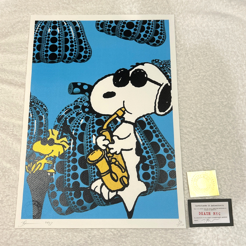 世界限定100枚 DEATH NYC スヌーピー SNOOPY 草間彌生 かぼちゃ 南瓜 ポップアート PEANUTS アートポスター 現代アート KAWS Banksy_画像1