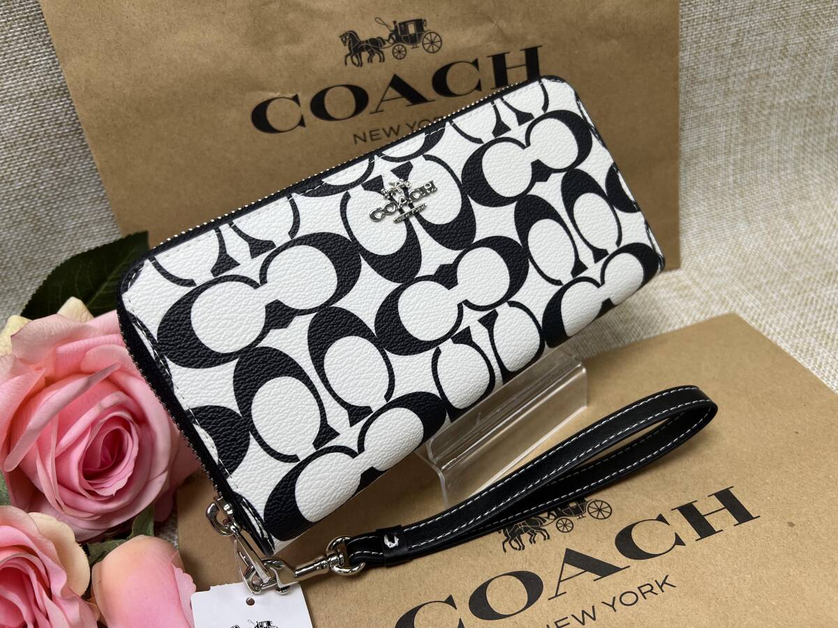 コーチ COACH 長財布 財布 シグネチャー キャンバス ロング ジップ アラウンド ウォレット ラウンドファスナー ブラックマルチ CP409 A339