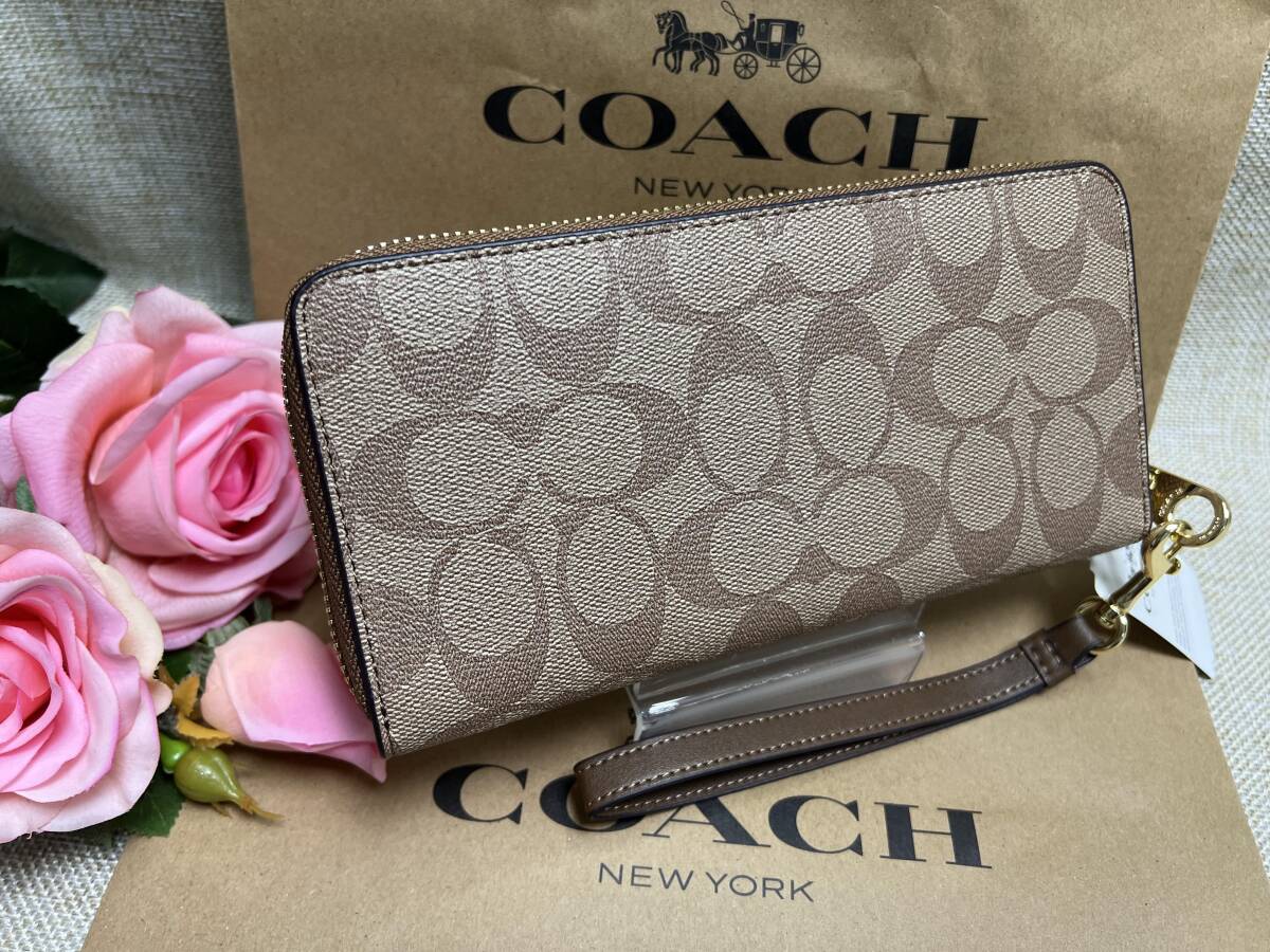 コーチ COACH 長財布 財布 シグネチャー ロング ジップ アラウンド ウォレット ストラップ付き レディース アウトレット品 C4452 A067の画像3