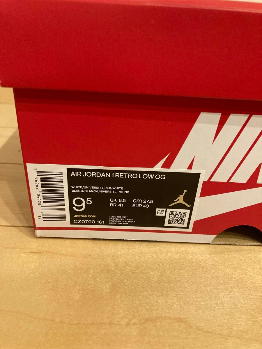 Nike Air Jordan 1 Retro Low OG "White and University Red"  27.5cm