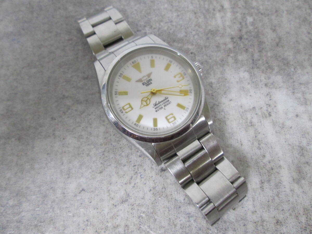 【0507n Y10056】ELGIN エルジン FK-979-C メンズ腕時計 自動巻き ホワイト文字盤の画像1