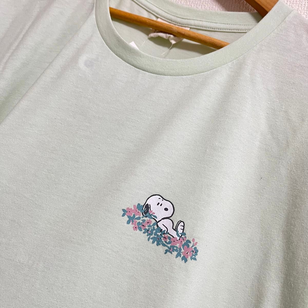 【大きいサイズ】スヌーピー ワンポイントTシャツ 半袖 ミント レディース 4L snoopy