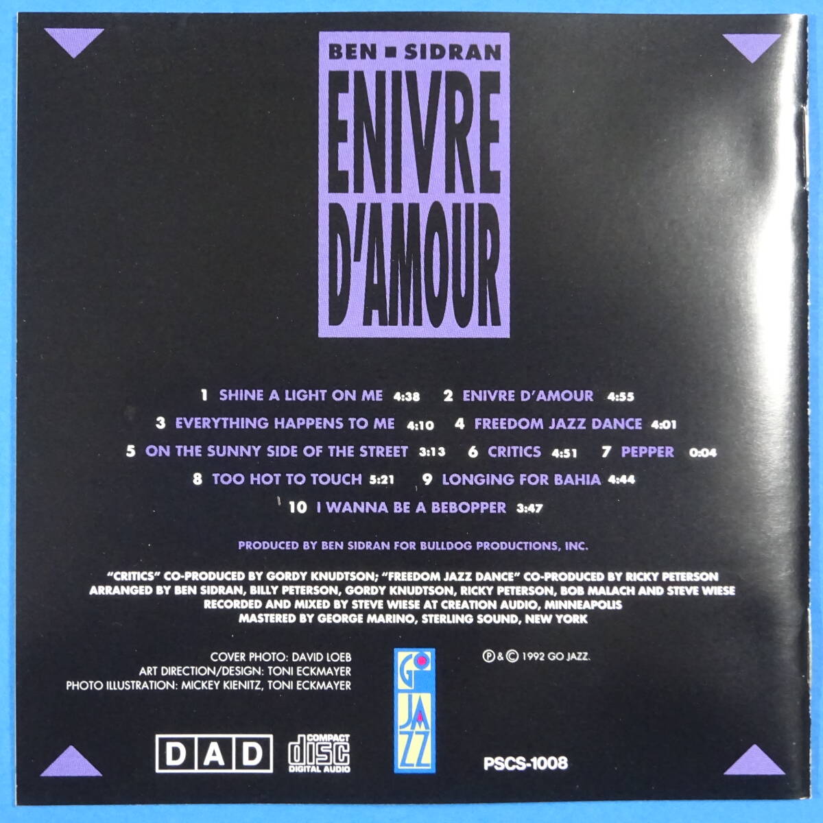 CD　ベン・シドラン / エニヴル・ダムール　BEN SIDRAN / ENIVRE D’AMOUR【非売品 見本盤】1992年　日本盤　AOR　ポップ　フュージョン_画像5