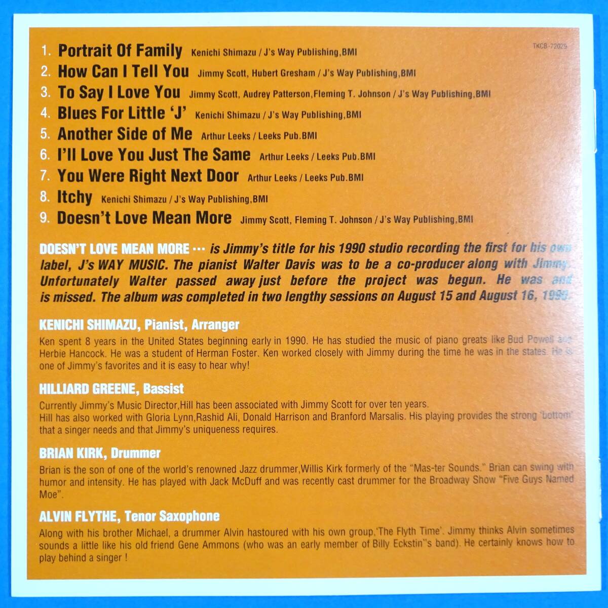 CD　ジミー・スコット / Jの肖像　JIMMY SCOTT / DOESN’T LOVE MEAN MORE【非売品 見本盤】2000年　日本盤　ジャズ　ヴォーカル_画像6