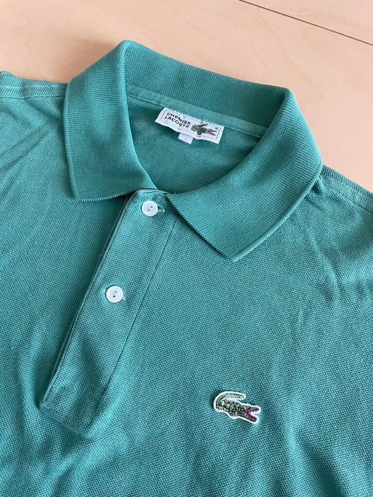 美品　80s　CHEMISE LACOSTE　ラコステ　半袖　ポロシャツ　文字ワニ　グリーン　3号　メンズ　Mサイズ相当　レトロ　ヴィンテージ　正規_画像1