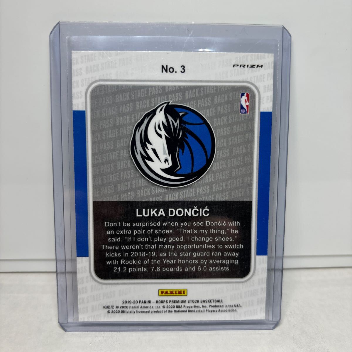 Luka Doncic Back Stage Pass Holo Silver Prizm 2019-20 Panini NBA Hoops Premium Stockの画像2