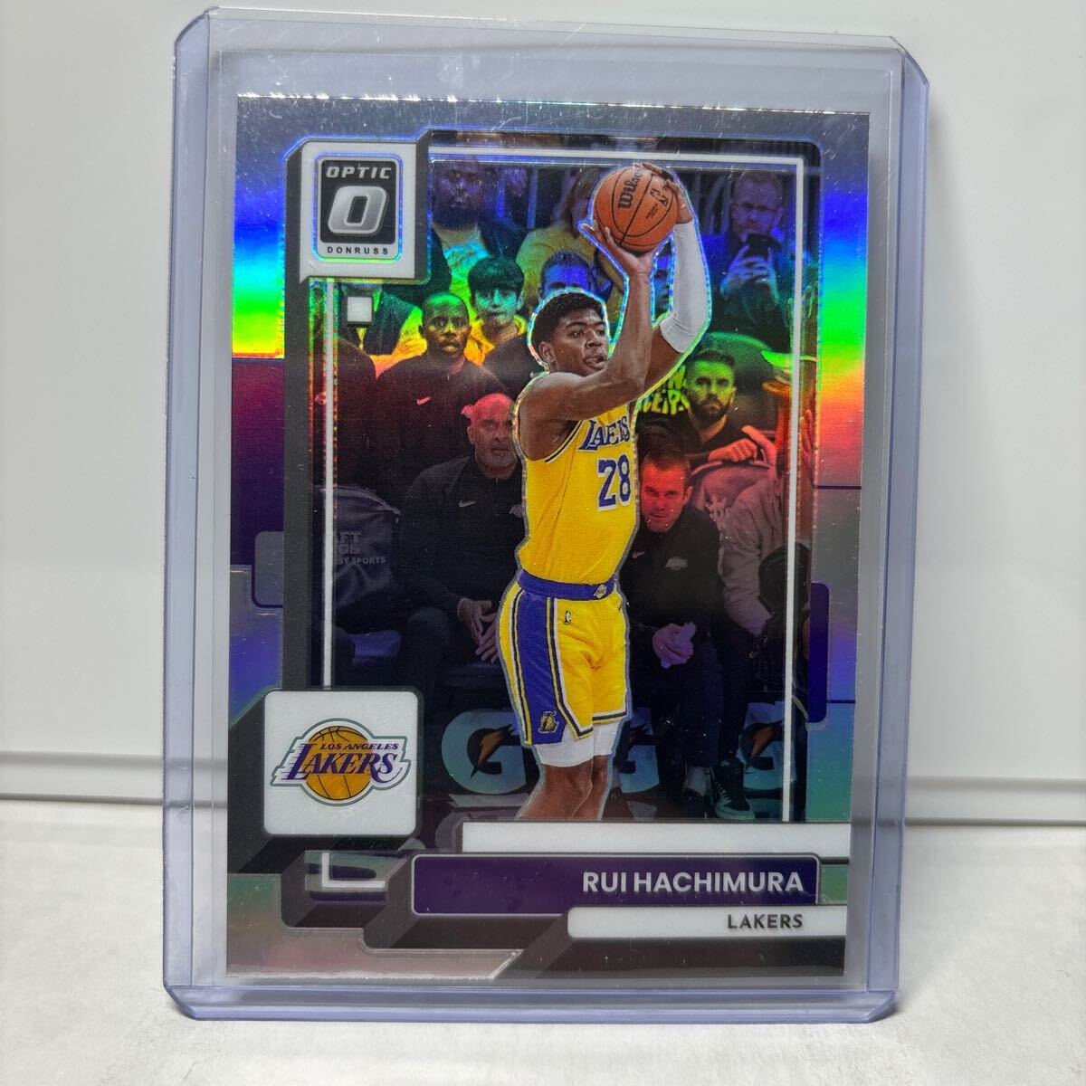 八村塁　Rui Hachimura Lakers レイカーズ Holo Silver Prizm 2022-23 Panini NBA Donruss Optic _画像1