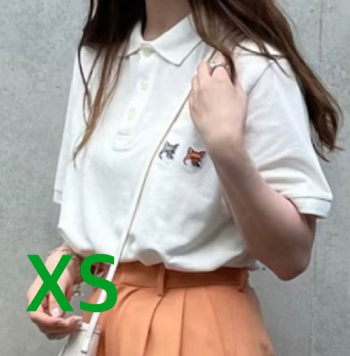 メゾンキツネ☆ダブルフォックス　ユニセックス　ポロシャツ　XSサイズ　ホワイト②