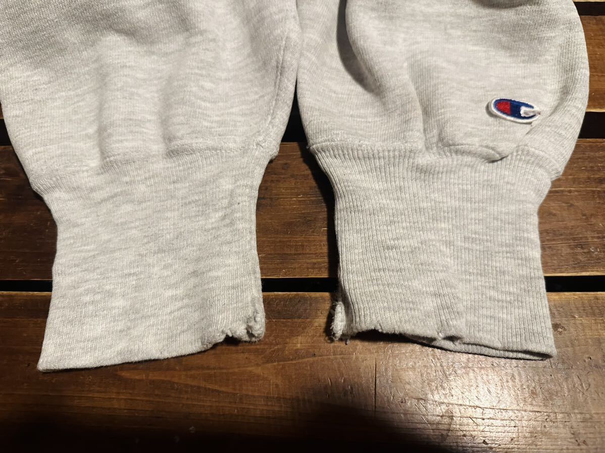 Champion チャンピオン リバースウィーブ スウェット 刺繍タグ 90s トレーナー グレー XL 古着 WISCONSIN_画像6