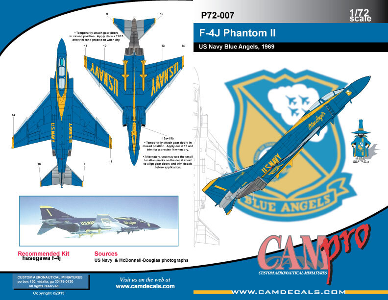 1/72　CAMデカール　 CAM Pro Decals CAMP72-007, US NAVY BLUE ANGELS, F-4J PHANTOM II, 1969 _画像3