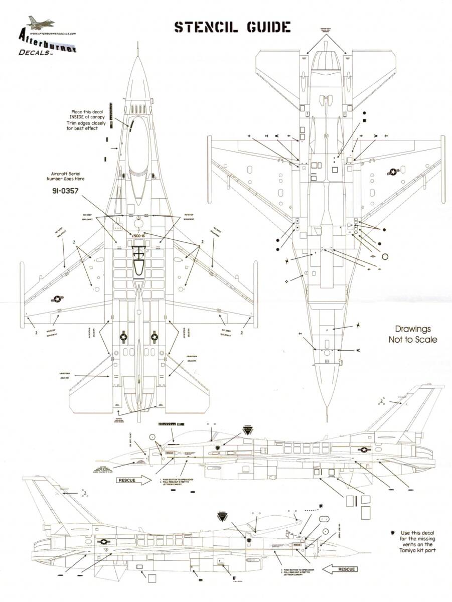 1/48アフターバーナーデカール Afterburner Decals AD48-014 F-16C Falcon Block 40/50 "PACAF Wing Kings"_画像7