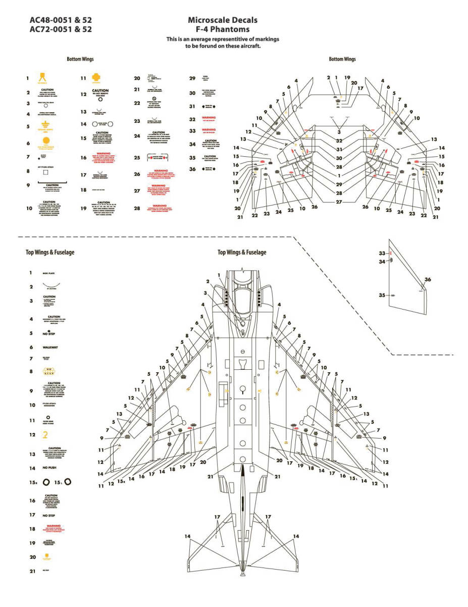 1/48 マイクロスケールデカール　AC48-0052 F-4 Phantom II Assorted Verisons - Common Data Camouflage_画像3