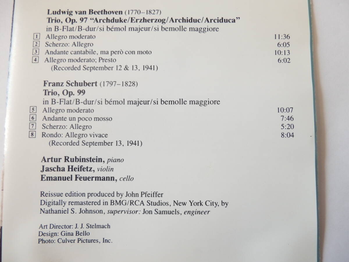CD/Beethoven: Piano Trio No7- Artur Rubinstein- Jascha Heifetz- Emanuel Feuermann/ルービンシュタイン, ハイフェッツ, フォイアーマン_画像4