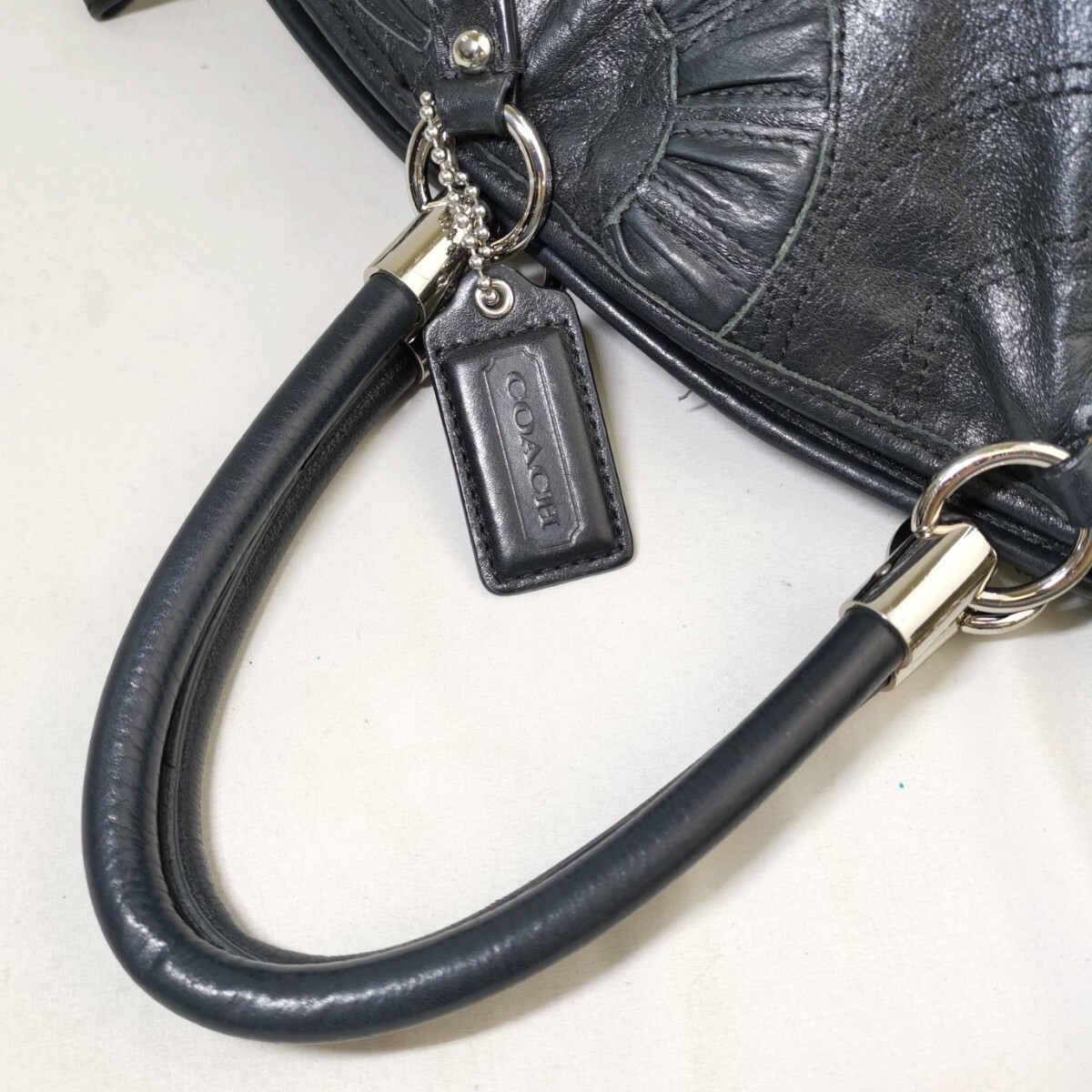 B #[ commodity rank :B] Coach COACH OP art total pattern leather 2way shoulder belt attaching handbag handbag tote bag woman bag black group 