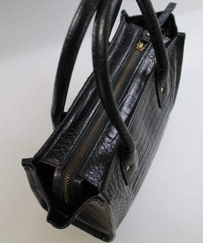 クロコダイル バッグ 本物 ハンドバッグ ショルダー ブラック 黒 背部革 ホーン 新品 格安_画像4