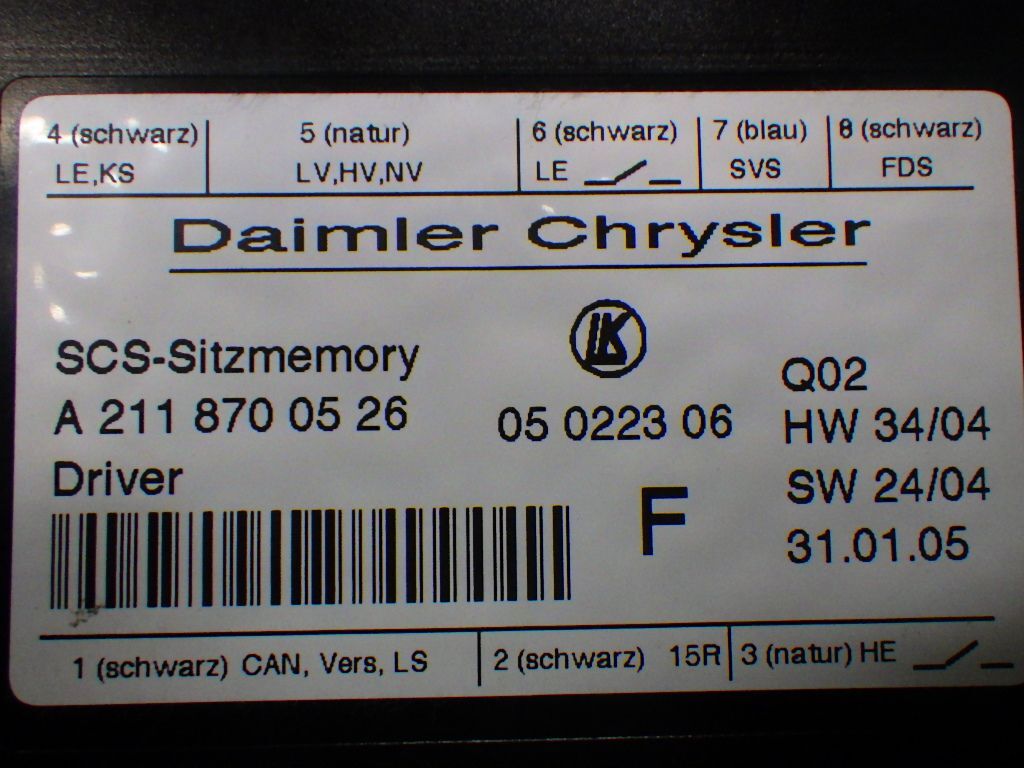  Benz C230 Wagon [W203 latter term ] driver`s seat right seat computer A2118700526