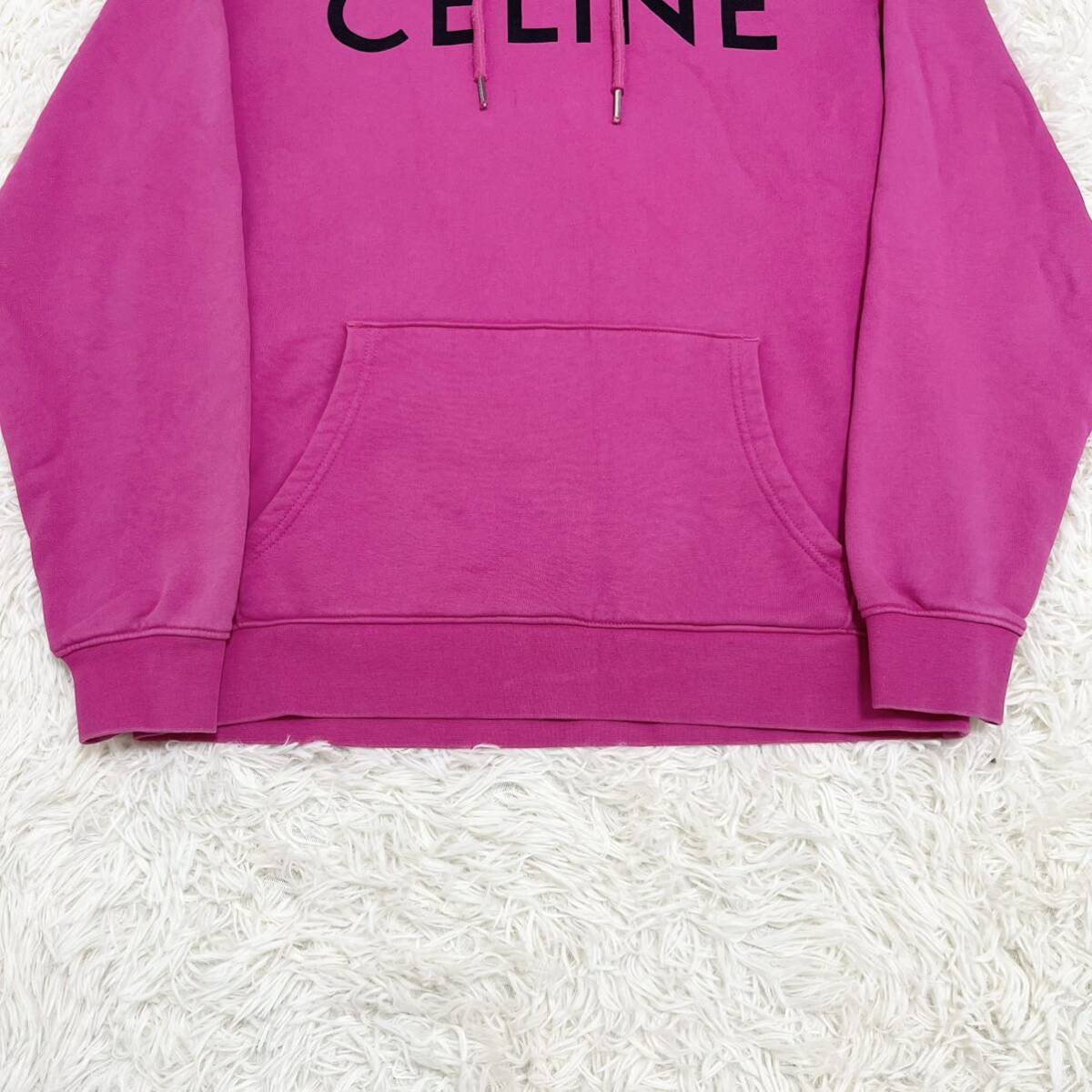 1円〜 【人気のデザイン】セリーヌ CELINE パーカー トレーナー プルオーバー ロゴ トップス プリント ピンク フーディー フード _画像3