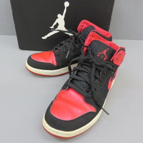 YSS4492★NIKE/ナイキ GIRLS AIR JORDAN 1 PHAT ガールズエアジョーダン1 ブラック/レッド 24cm★A_画像1