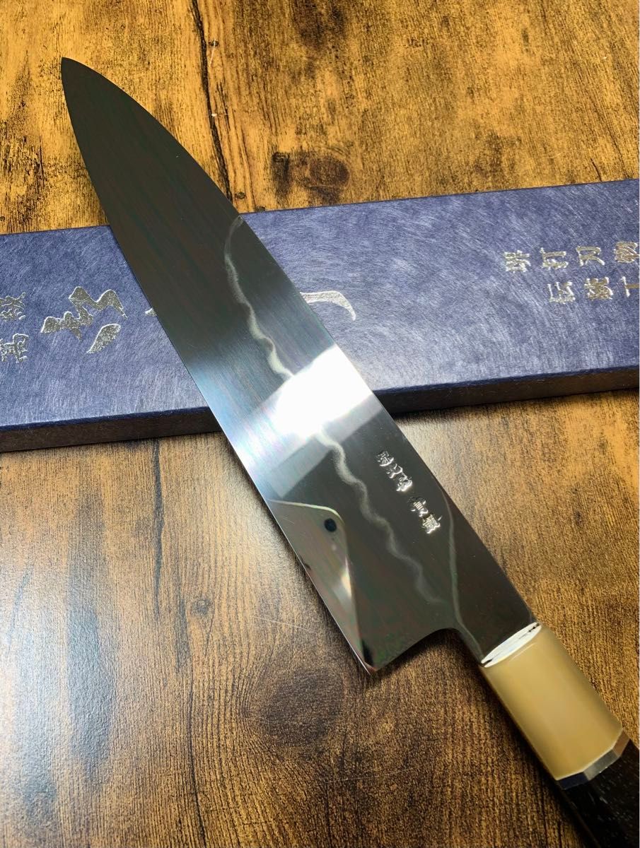 堺打刃物 祥太郎作 和牛刀 本焼 青二鋼 包丁 8寸 全鏡面 黒檀 堺打刃物 祥太郎作 和牛刀 本焼 青二鋼 包丁 8寸 全鏡面 黒檀