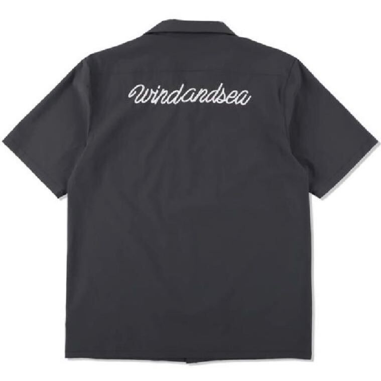 WIND AND SEA S_E_A (WDS) OPEN COLLAR SHIRT オープンカラーシャツ 開襟 刺繍ロゴ ワークシャツ 半袖 ボタン ブラック_画像2