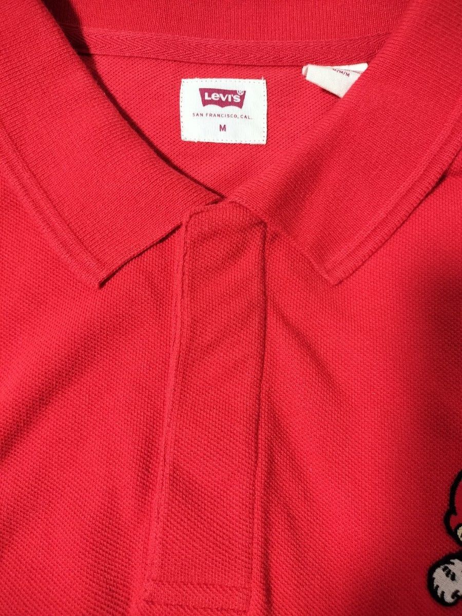 リーバイス　スーパーマリオ　コラボ　ポロシャツ　赤　 ワッペン 刺繍　任天堂　LEVI'S