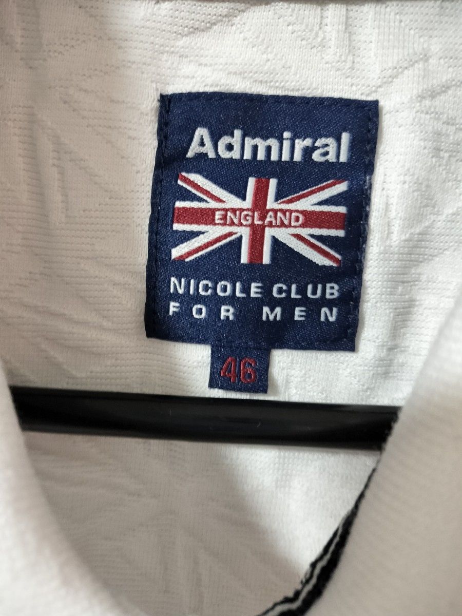 Admiral golf　アドミラル　ゴルフウェア　ポロシャツ　サイズ46　Sサイズ相当 メンズ 半袖ポロシャツ ホワイト