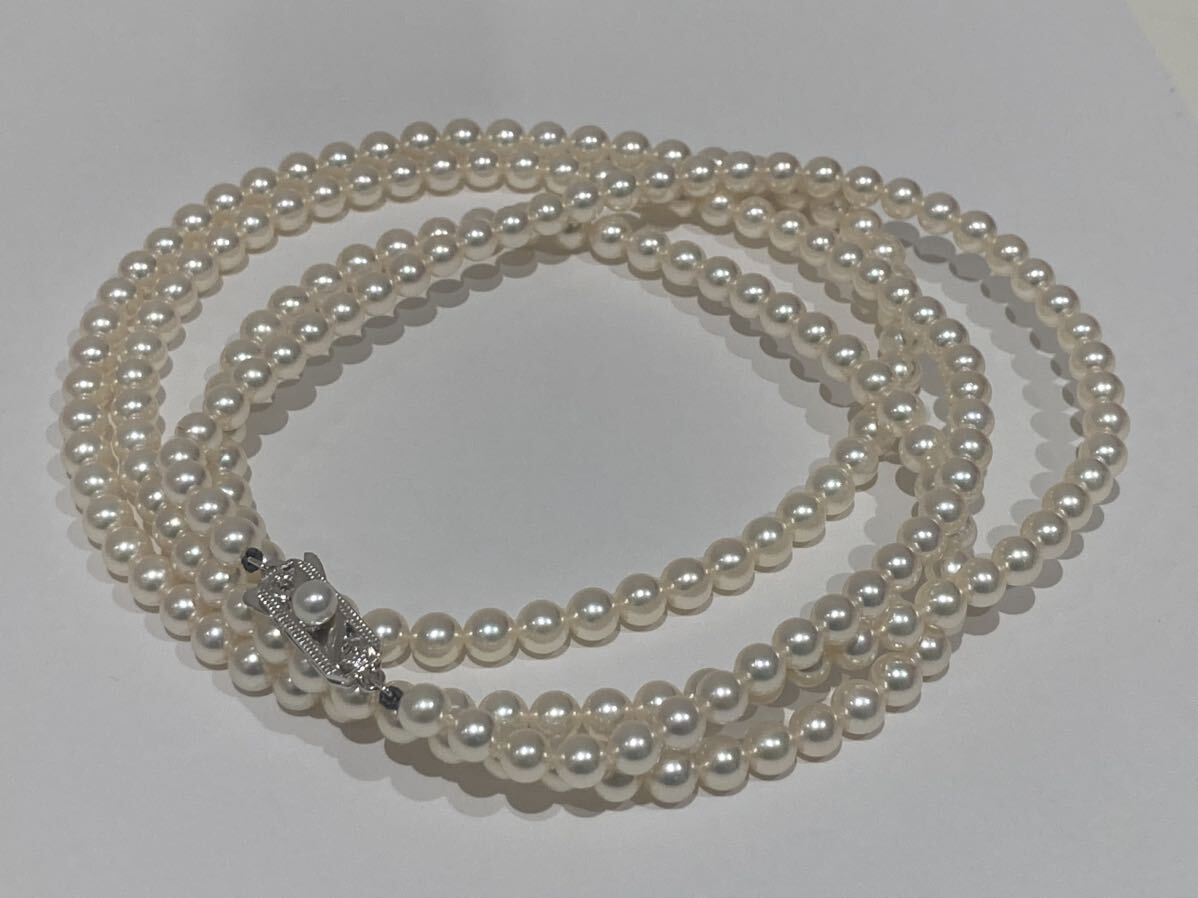 1円〜！MIKIMOTO(ミキモト) 良質!! K14 アコヤ本真珠ロングネックレス　約5.0-5.4mm珠 44.8g 約パールネックレス pearl necklace _画像1