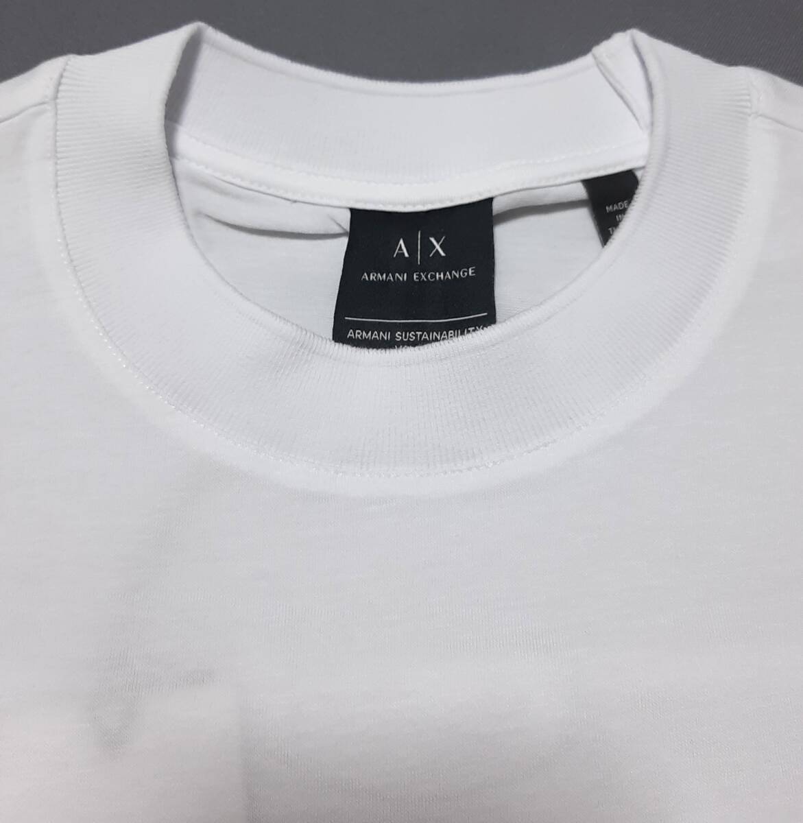 [新品] ARMANI EXCHANGE　シャープロゴ入りとなる【メンズ・ジャージ半袖Tシャツ】◆2023年春夏モデル　サイズ：L(50相当)　◆色：白_画像5