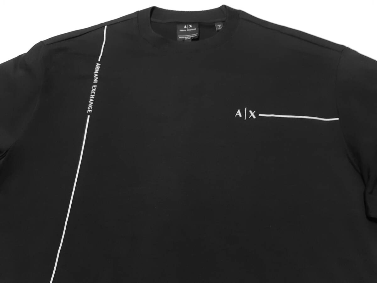 [新品] ARMANI EXCHANGE シャープロゴ入りとなる【メンズ・ジャージ半袖Tシャツ】◆2023年春夏モデル サイズ：XL(52相当) ◆色：黒の画像3