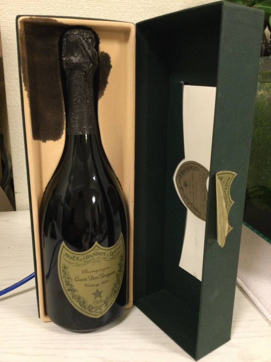 1円〜 ドンペリニヨン ヴィンテージ DOM PERIGNON 750ml 12.5% 1995 Moet et Chandon 箱付き 未開栓 液漏れあり ドンペリの画像1