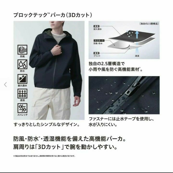 新品★UNIQLO ユニクロ 3D ブロックテックパーカー 2024最新 Lサイズ 定価6990円