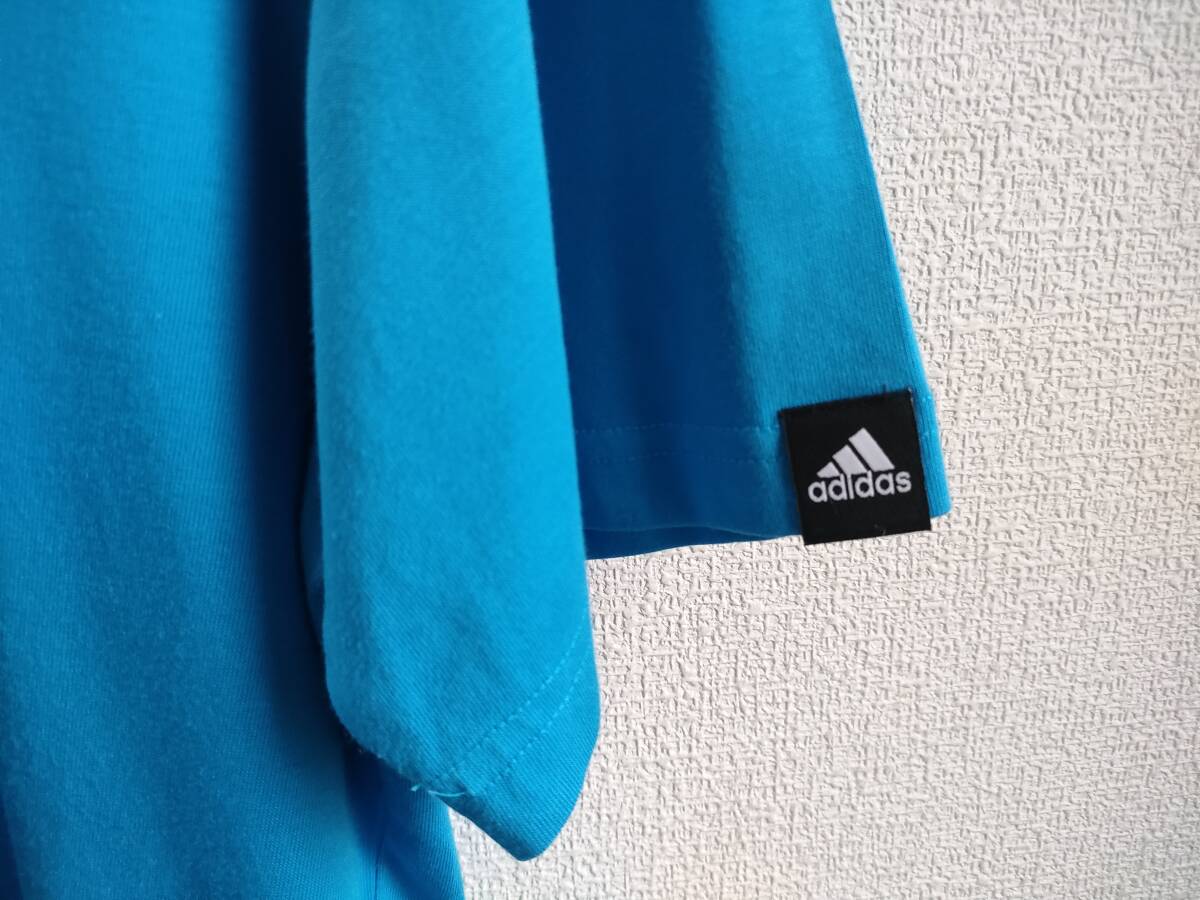 アディダス ADIDAS プリントTシャツ（半袖）青 sizeXO 中古_画像3